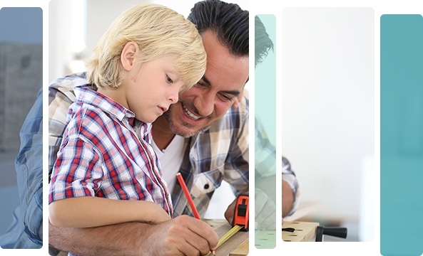Family working with tape measure Family working with tape measure