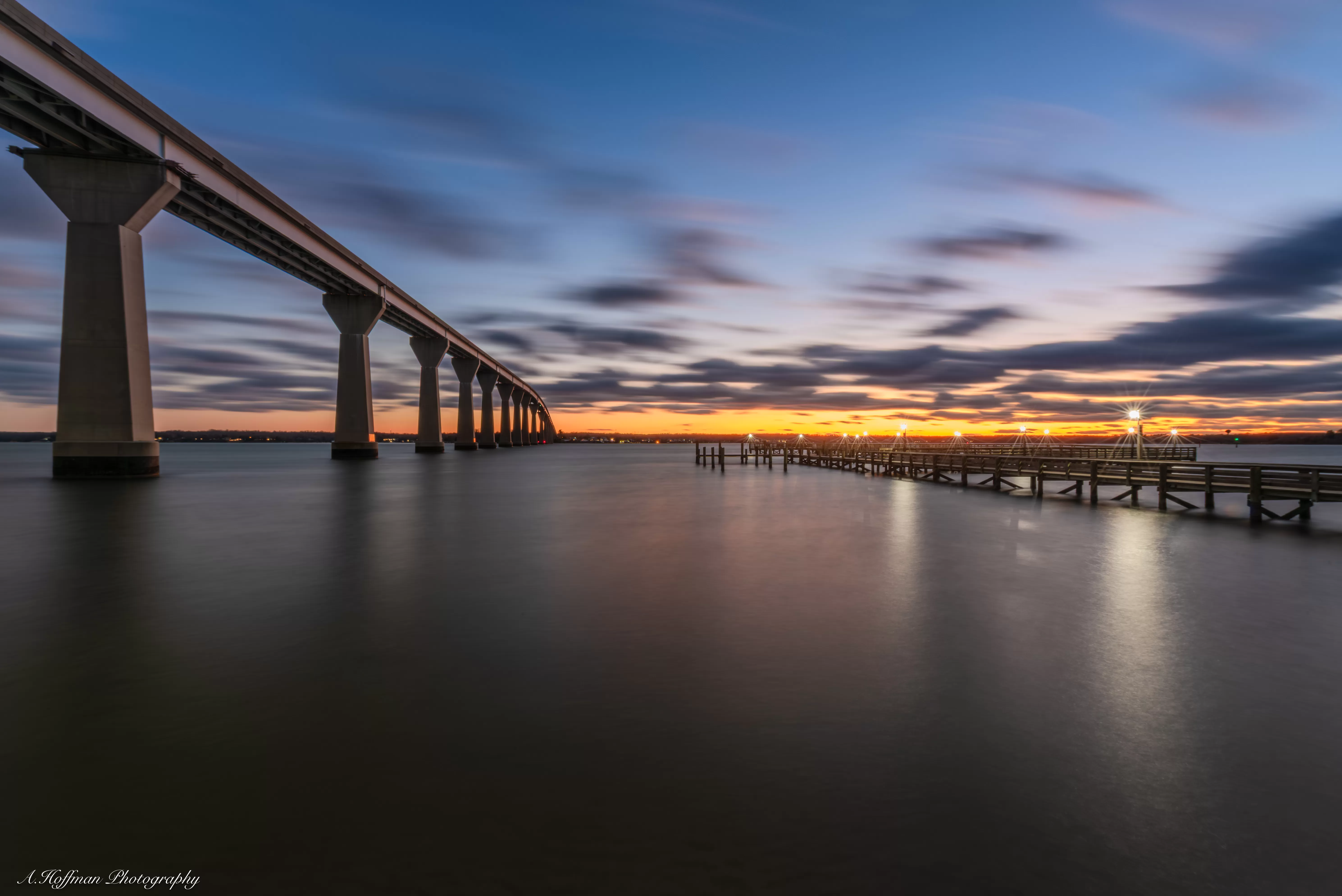 Governor Thomas Johnson Bridge at sun set